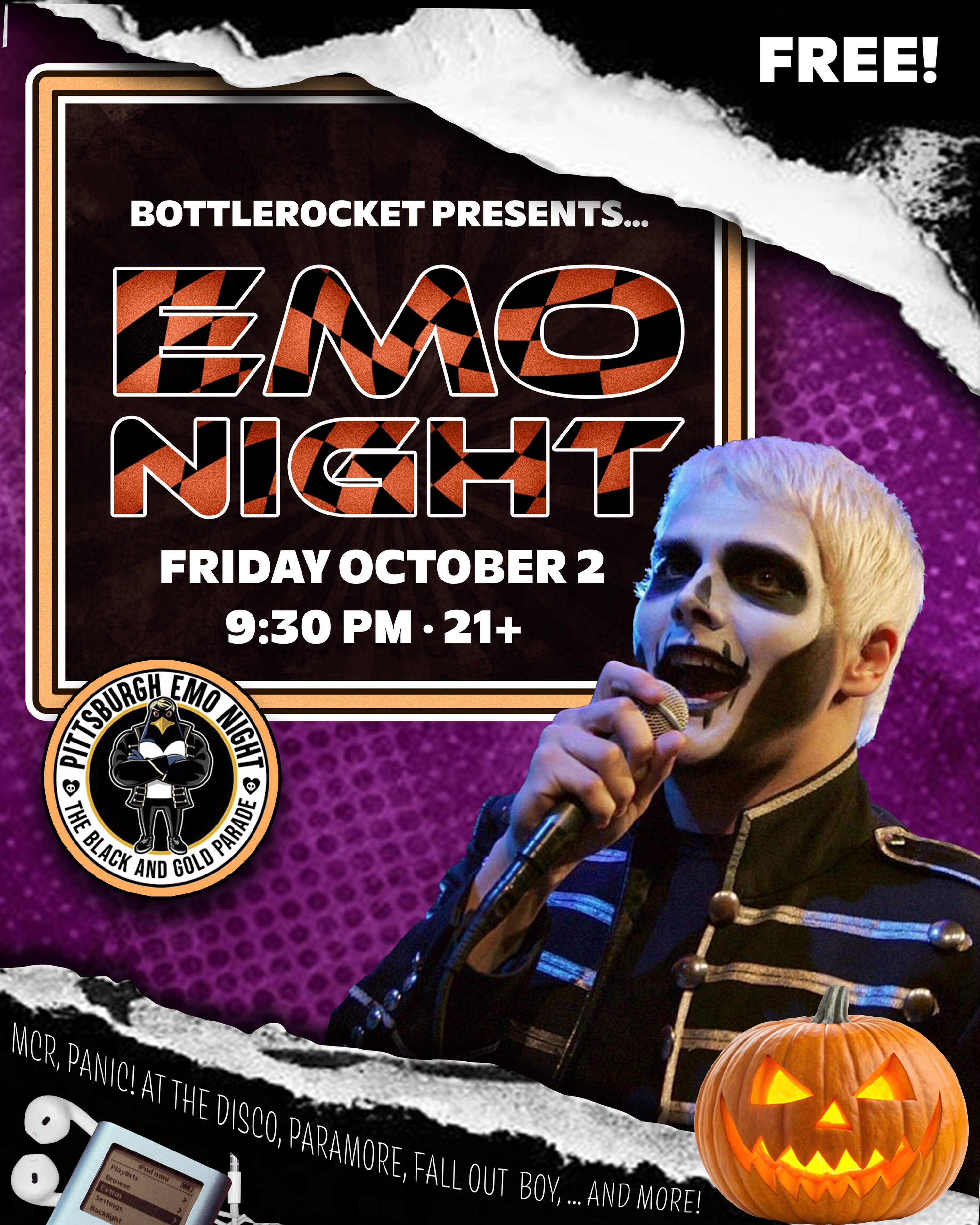 Emo Nite - Free Event - Bottlerocket Social Hall event poster